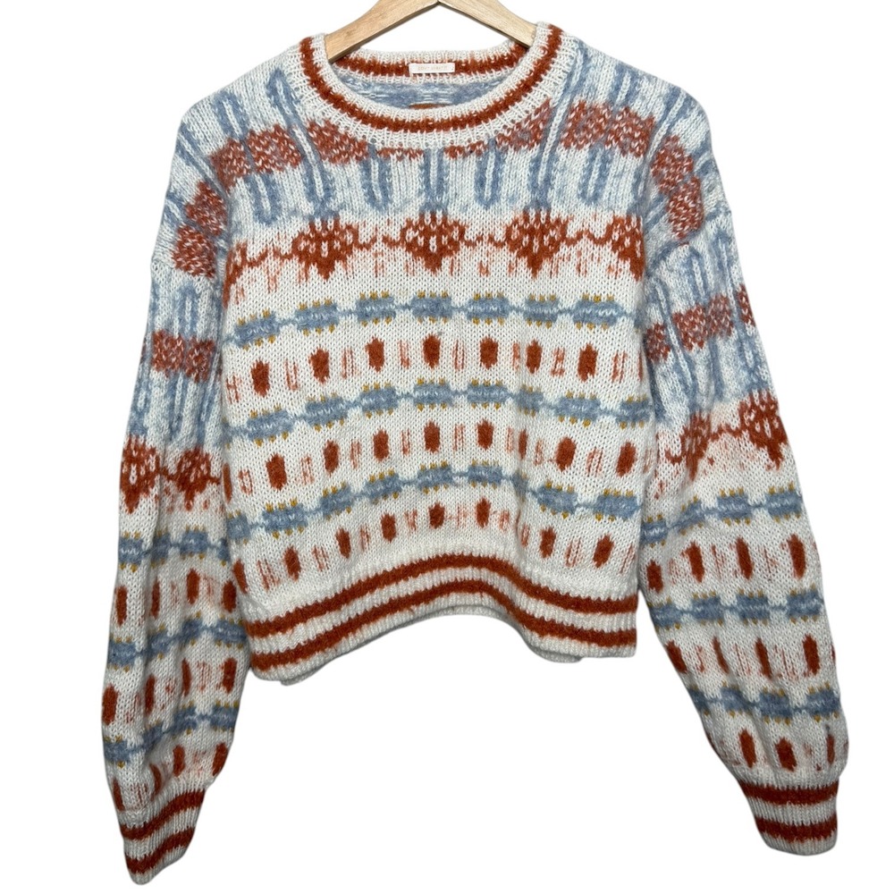 Mother Alpaca Fair Isle Long Drop Sweater M Scandi Nordic Apres Ski Cabincore